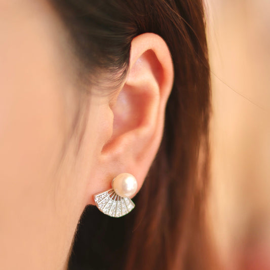 Chang'e - 8mm Freshwater Pearl Earrings