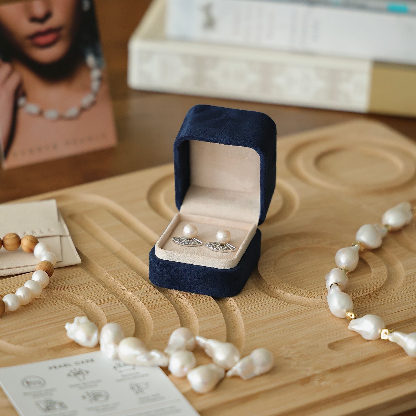 Chang'e - 8mm Freshwater Pearl Earrings